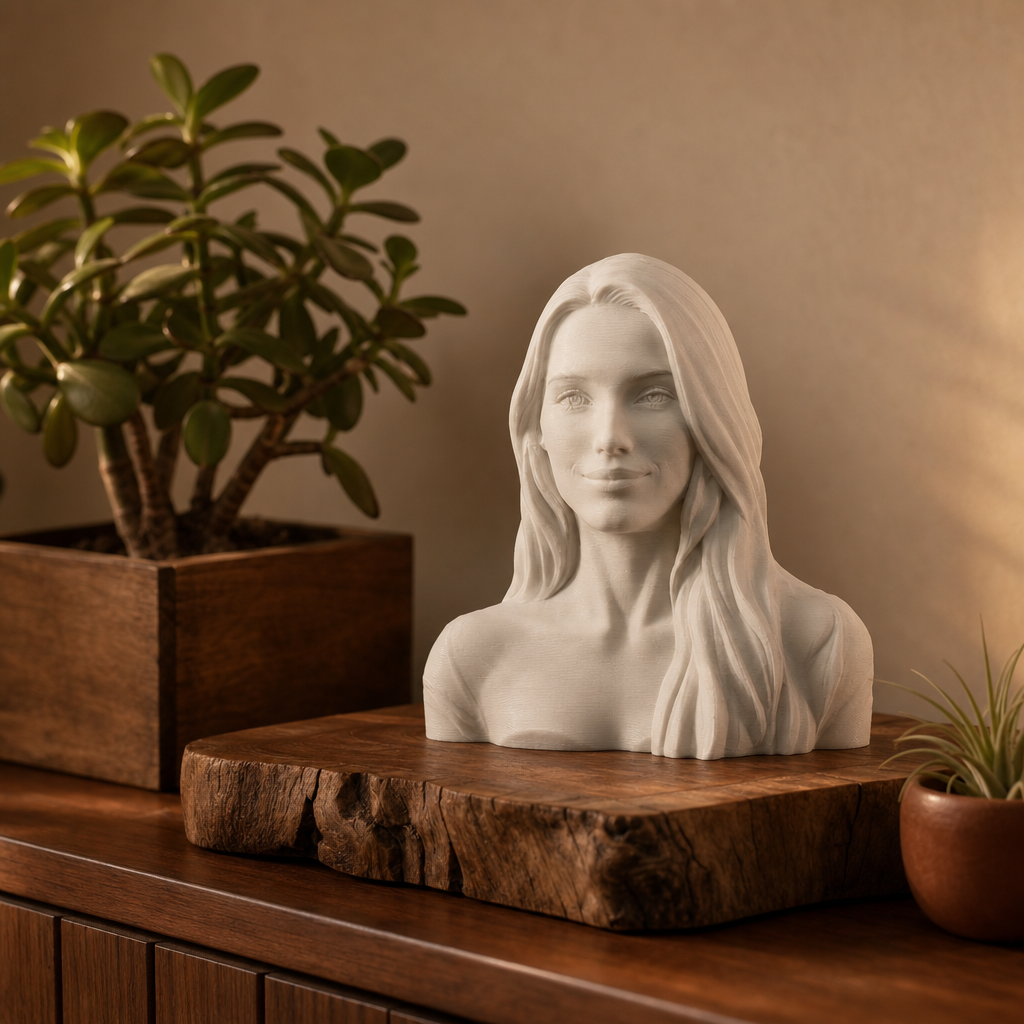 Personalisierte 3D-Büste aus Foto in Weiß