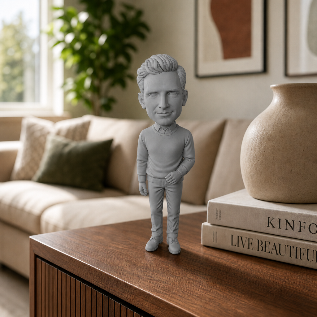 Personalisierte 3D-Figur aus Foto in Grau