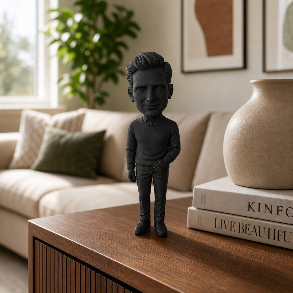 Personalisierte 3D-Figur aus Foto in Schwarz