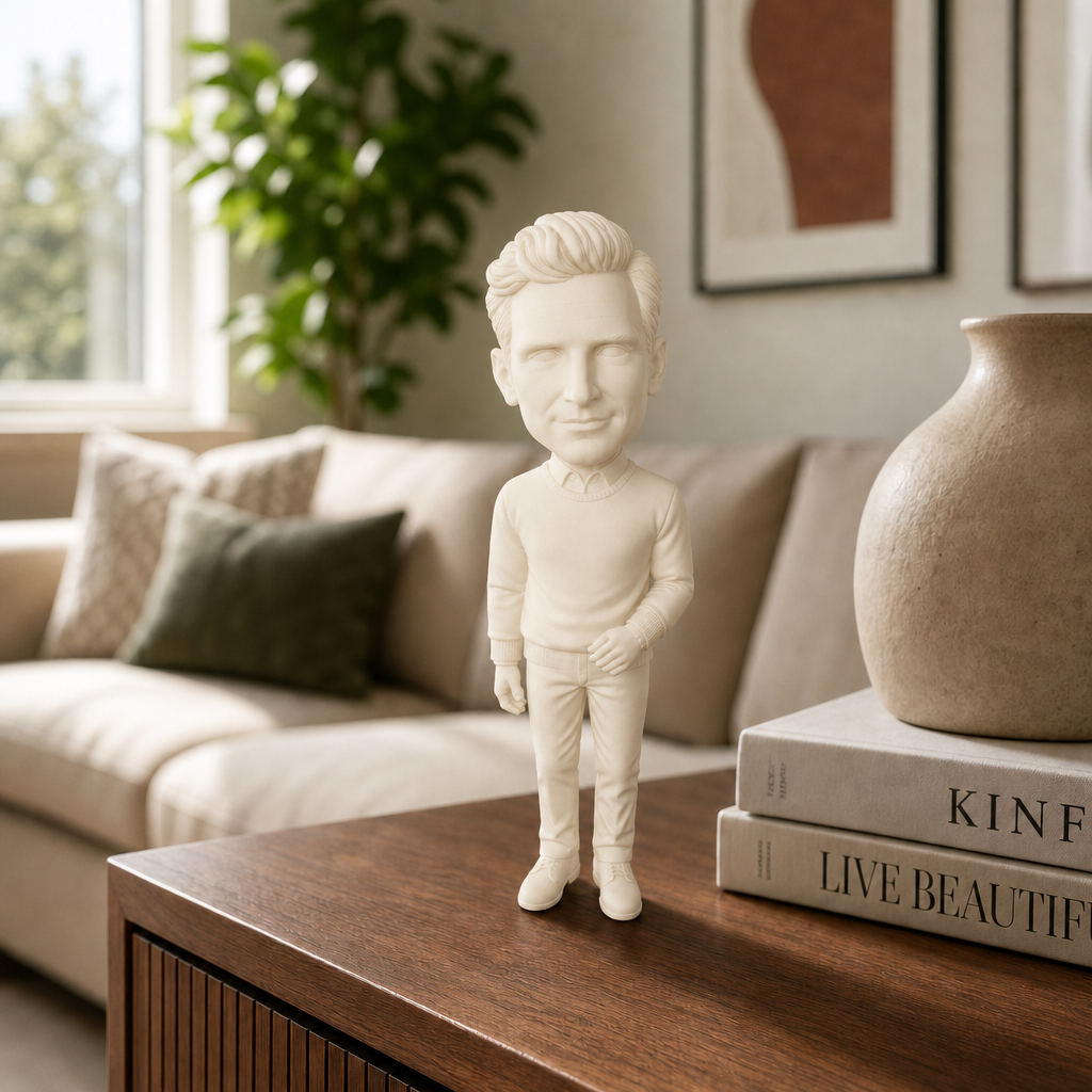 Personalisierte 3D-Figur aus Foto in Weiß